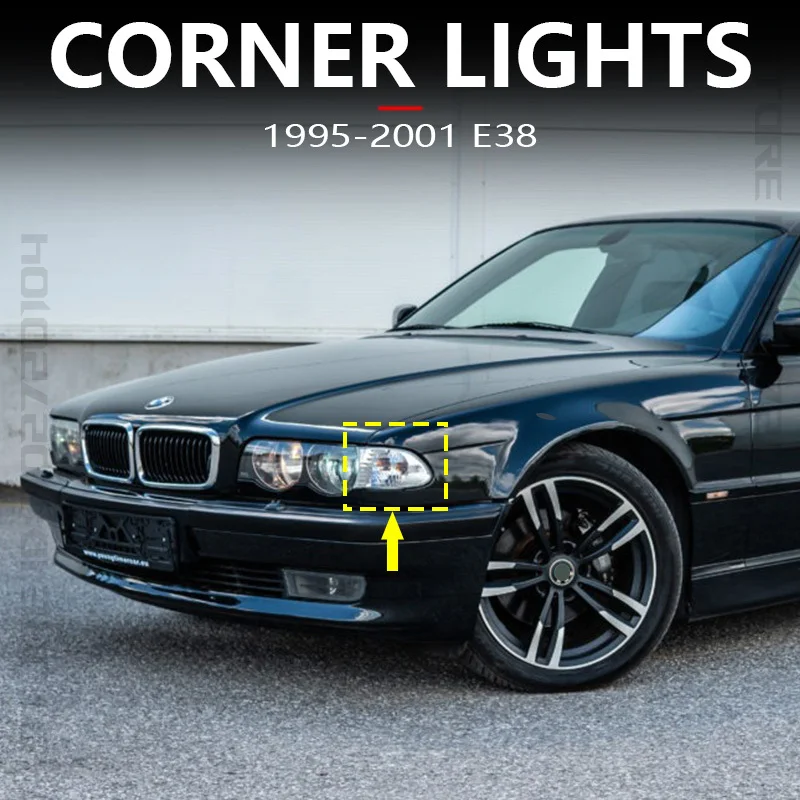 for 1995-2001 E38 BMW 740i 740iL 740iLP 750iL Front Turn Signal Corner Lights Parking Lamps (No Bulbs) 63138379107 63138379108