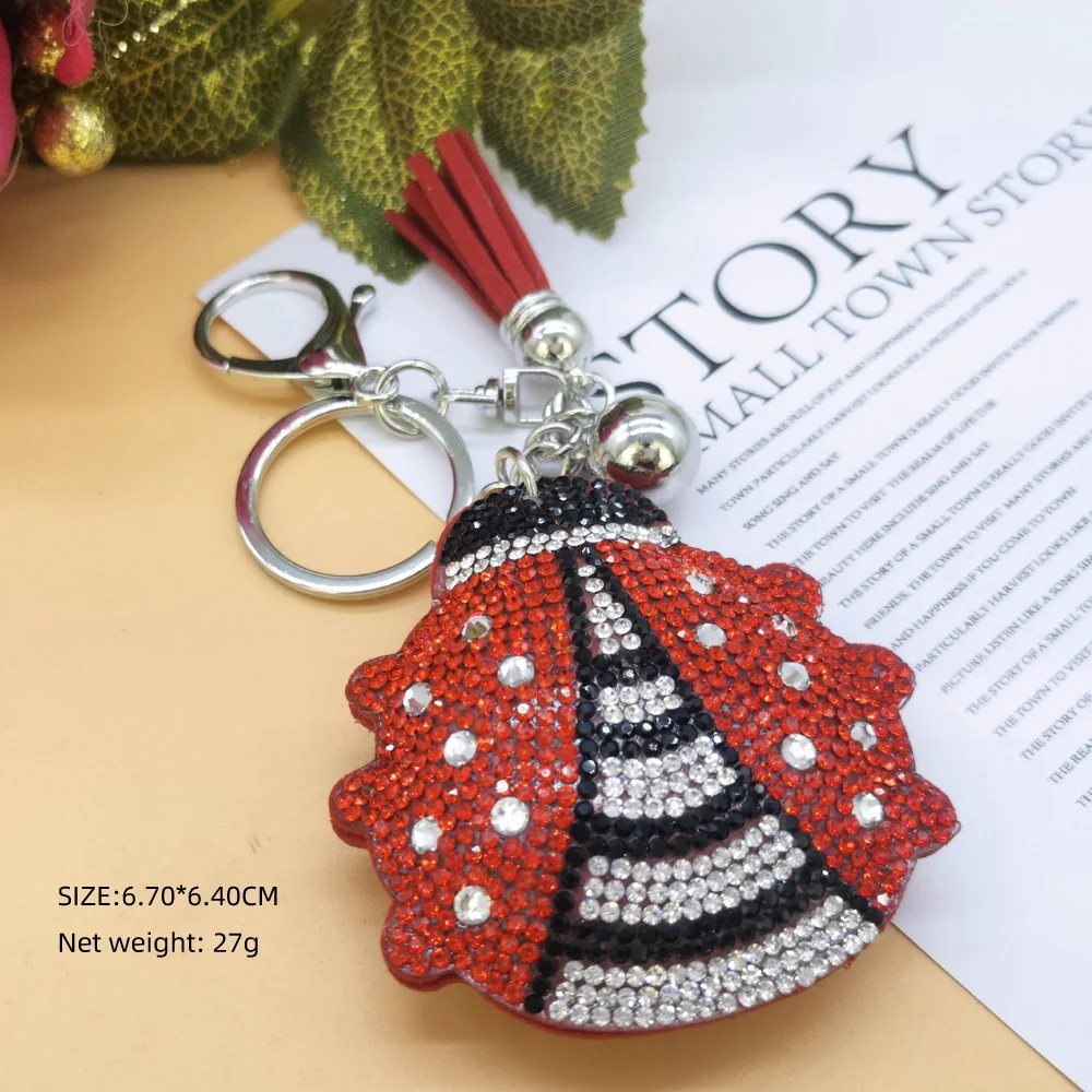 Fashion Cute Ladybug Crystal Rhinestone Keyrings Key Chains Rings Holder Purse Bag For Car Lovely Keychains