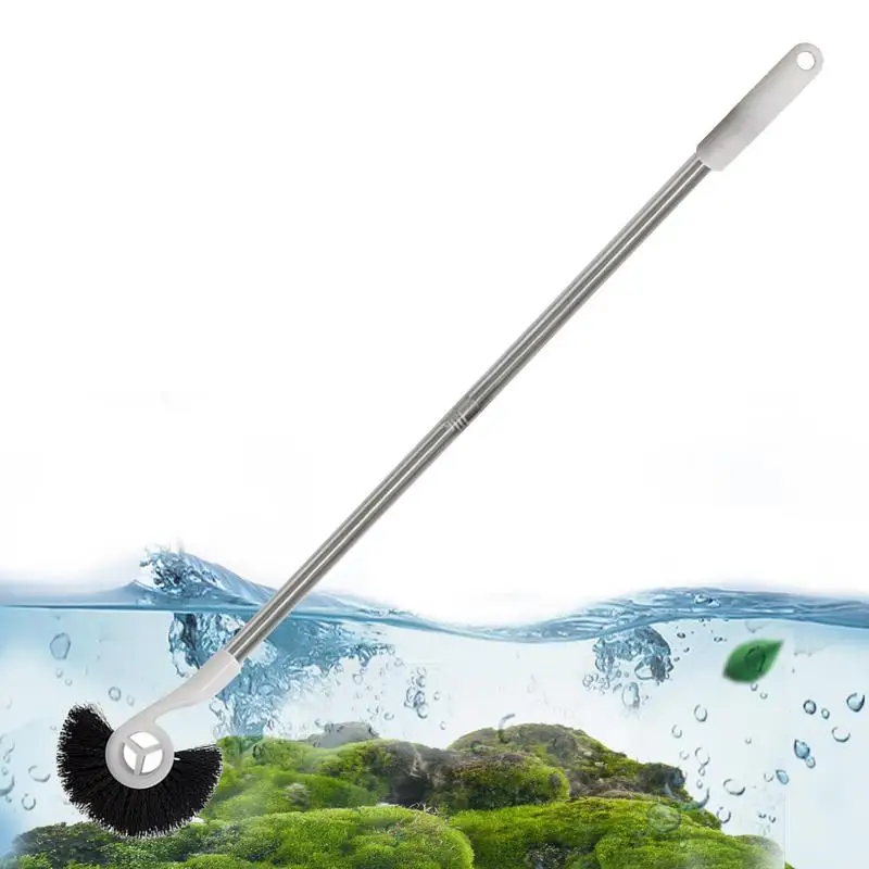 Fish Tank Cleaning Brush Long Handle Aquarium Cleaning Tool Reusable Fish Pond Glass Wipe Clean Brush Algae Scrapers Cleaner