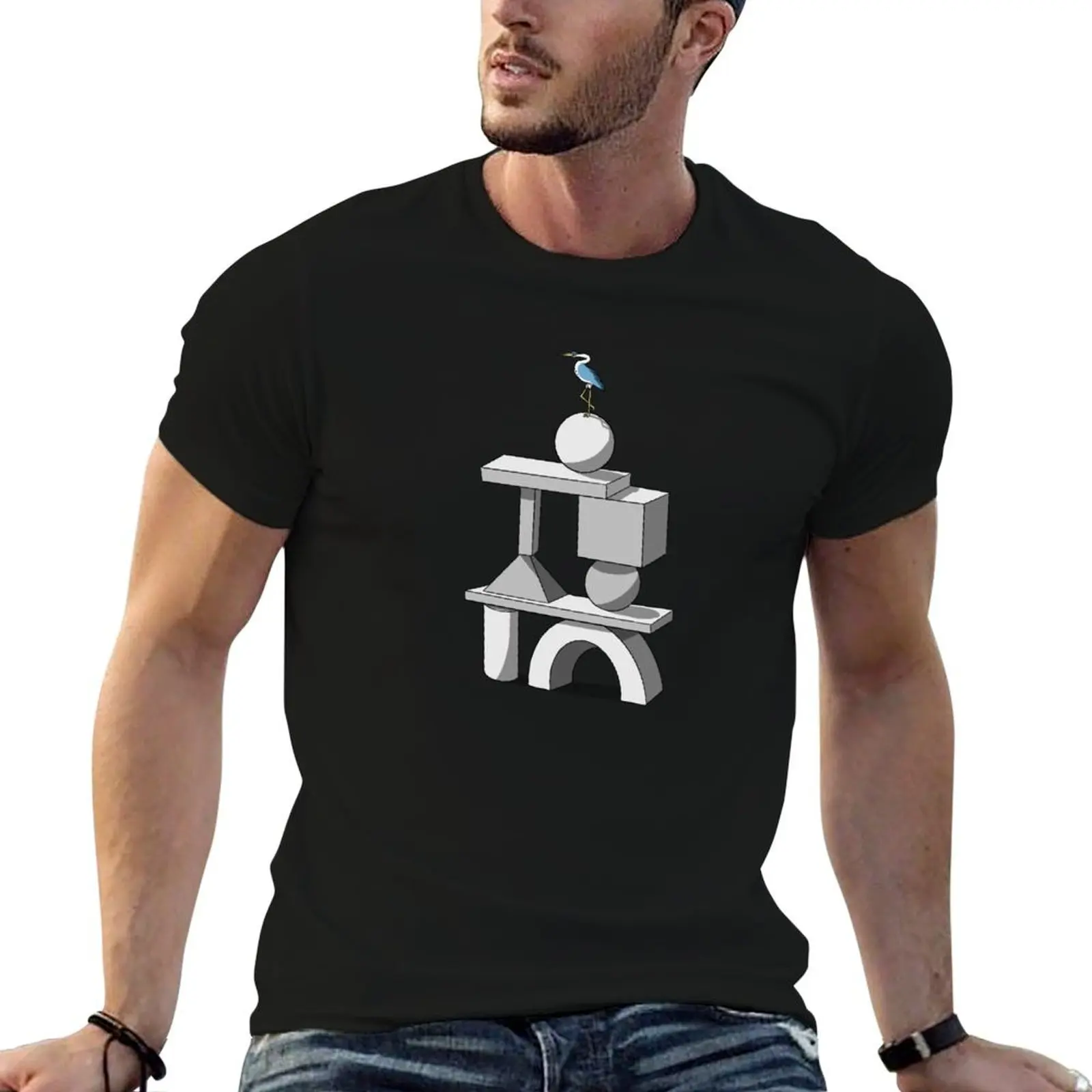 Balance the Universe, The Boy and The Heron T-Shirt Work Utility Short Sleeve Shirt