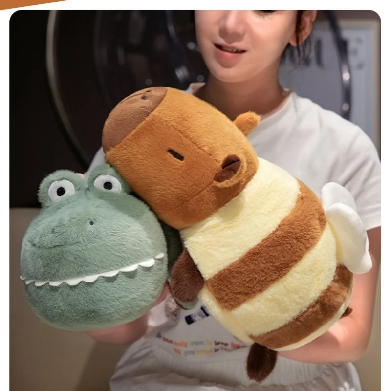 Cartoon animal capybara flip turn body crocodile bee doll plush toys water dolphin dolls children's dolls