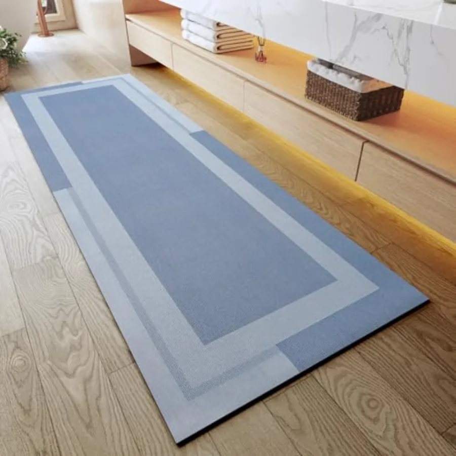 

Extra Long Non Slip Bathroom Runner Bath Mat Rubber Backing Ultra Thin Bath Rug Fit Under Door Quick Dry Super Absorbent Washab