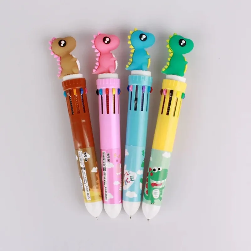 Wholesale Online Dinosaur Cartoon Ballpoint Pen 10-color Multicolor Ballpoint Pen Stationery