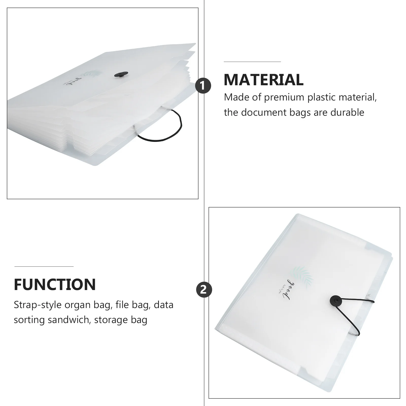 

Strap-type Organ Bag Document Organizer Scalable Folder White Button Documents Office