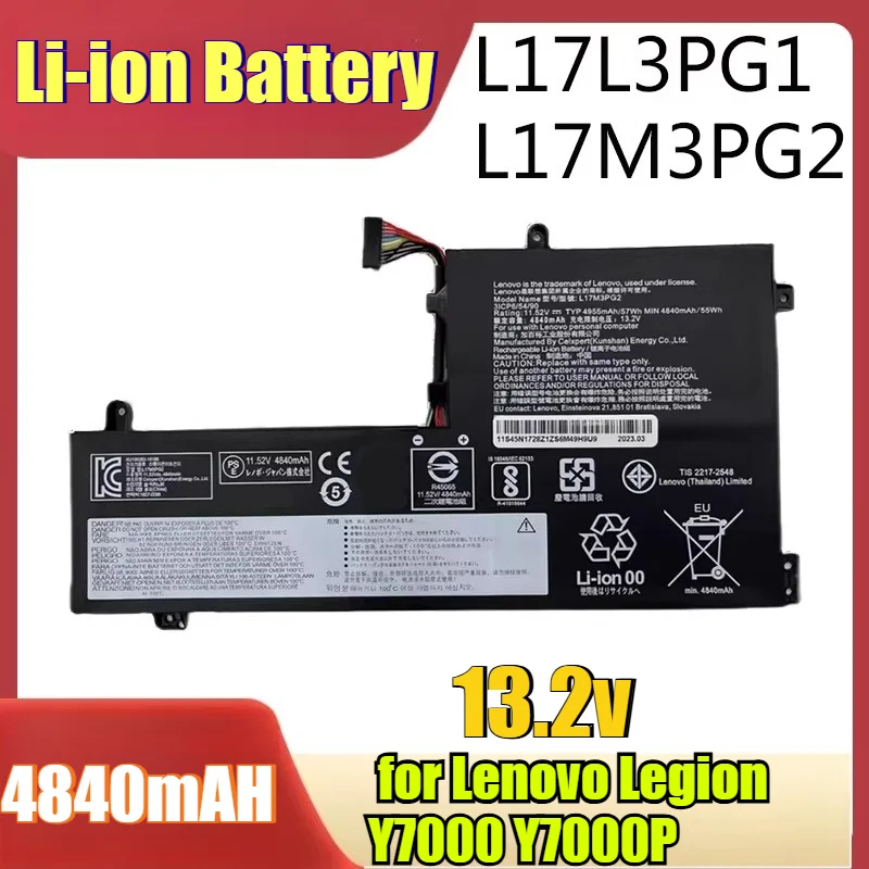 

Аккумулятор Li-ion L17M3PG2 повышенной емкости 4840 мАч для игрового ноутбука Lenovo Legion Y7000 Y7000P, совместимый с серией GTX 1060