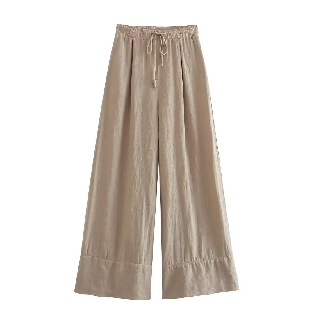 Maxdutti Pantalon Femme Trousers Women Summer French Minimalist Pants Women Loose Fitting Casual Drawstring Wide Leg Pants