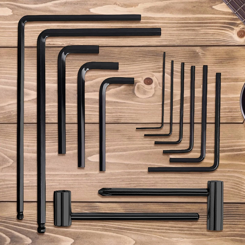 13pcs/Set Hexagon Allen Wrench Professional Wrench Screwdriver Tool Kit Guitar Neck Truss Rod Adjustment Accessories