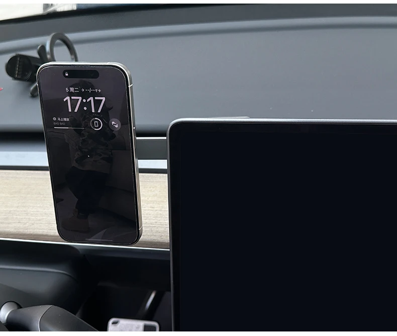 Magnetische Autotelefonhalterung für Tesla Model 3/Y/Highland/Juniper 360-Grad-Drehung Halterung Bildschirm Seitenhalterung für Magsafe iPhone – Detail 5