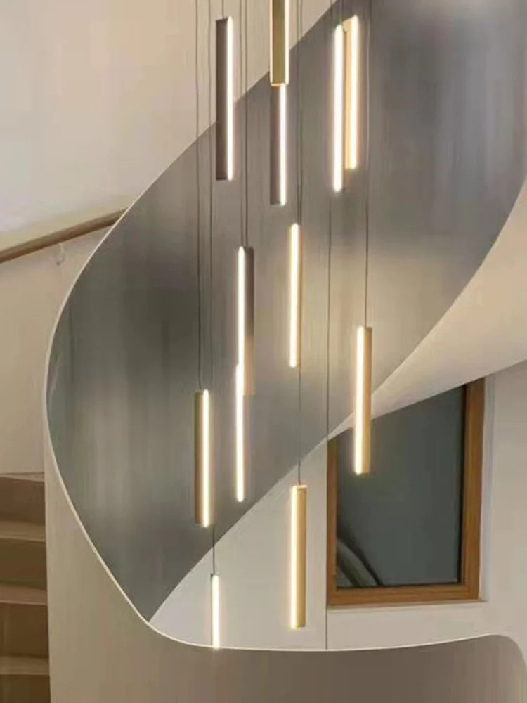 Lámpara LED nórdica, iluminación interior, sala de estar, iluminación colgante decorativa, Villa, edificio dúplex, lámpara de escalera