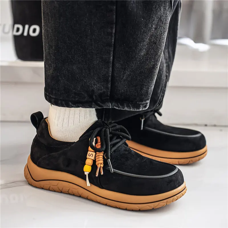 Luxury Brand Men's Outdoor Sneakers Leather Work Shoes Casual Shoes Fashion Handmade Walking Shoes Lightweight Leisure Footwear