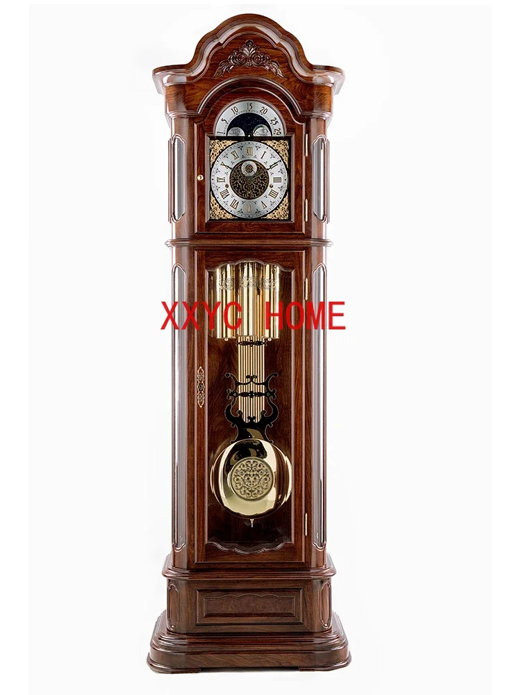 European Style New Chinese Style Rosewood Floor Retro Villa Large Clock Mechanical Vertical Solid Wood Pendulum Clock