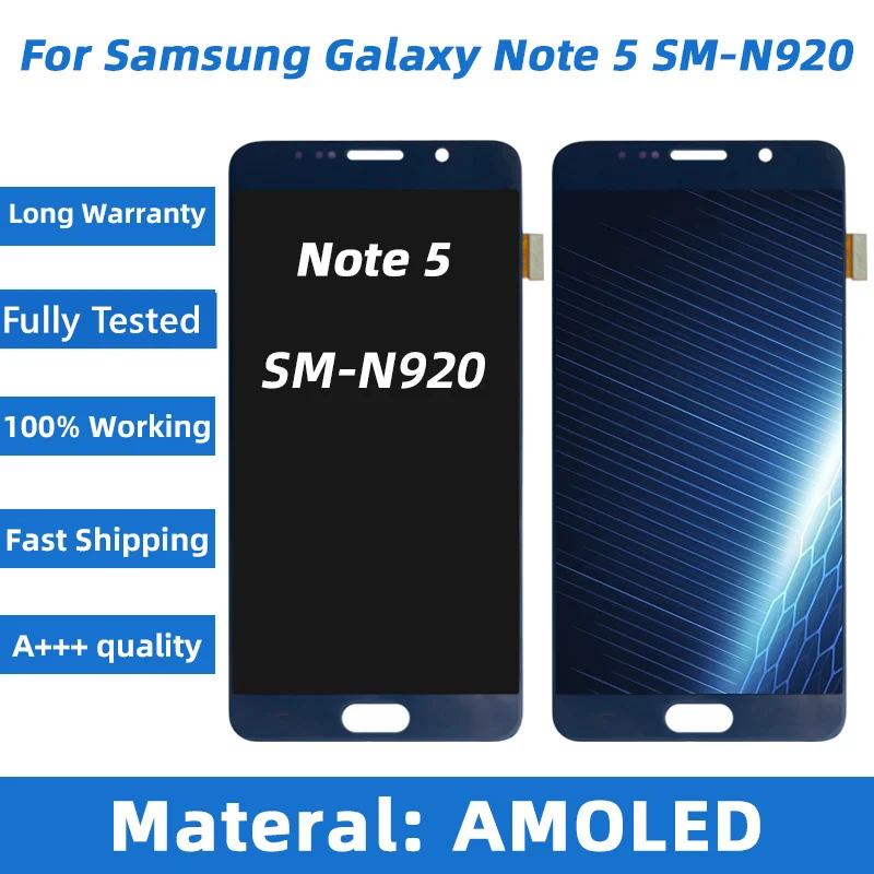 AMOLED LCD screen with burn for Samsung Galaxy Note 5 Note5 n9200 sm-n920 n920f, touch screen digitizer assembly