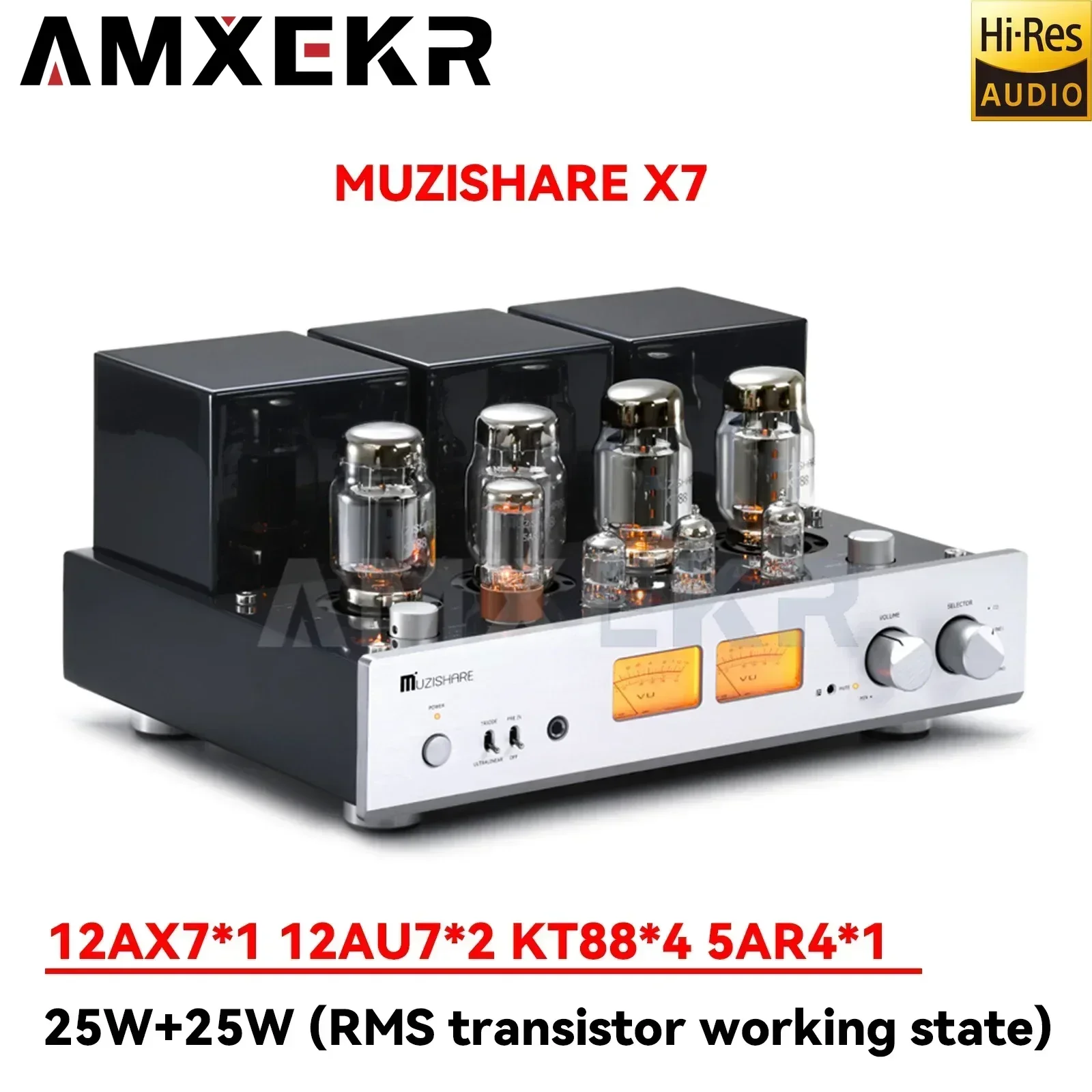 AMXEKR MUZISHARE X7 New KT88 Push-Pull Tube Amplifier  Balanced GZ34 Lamp Amp Best Selling with Phono and Remote Amplifier Audio