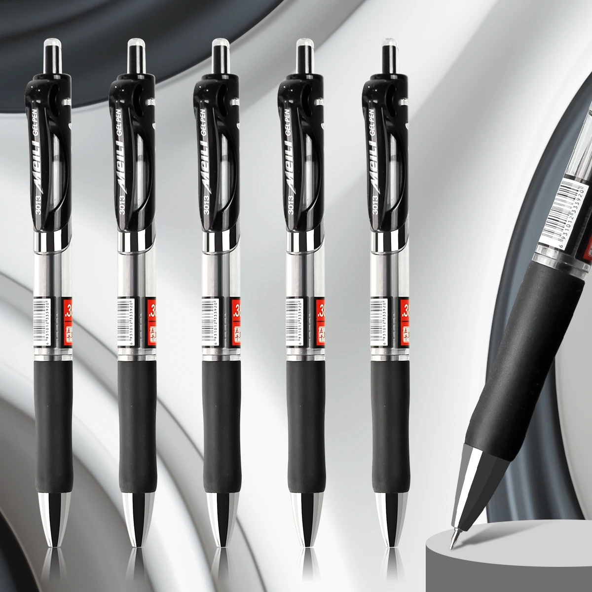 

WQN-3/6/12 high-quality gel pens with 0.38mm tips for smooth writing in black/red ink, used for writing and office supplies.