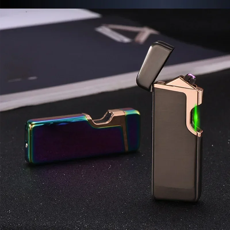 

USB Rechargeable Lighter Finger Laser Induction Ignition Metal Double Arc Windproof Lighter Men's Gift Smoking Accessories