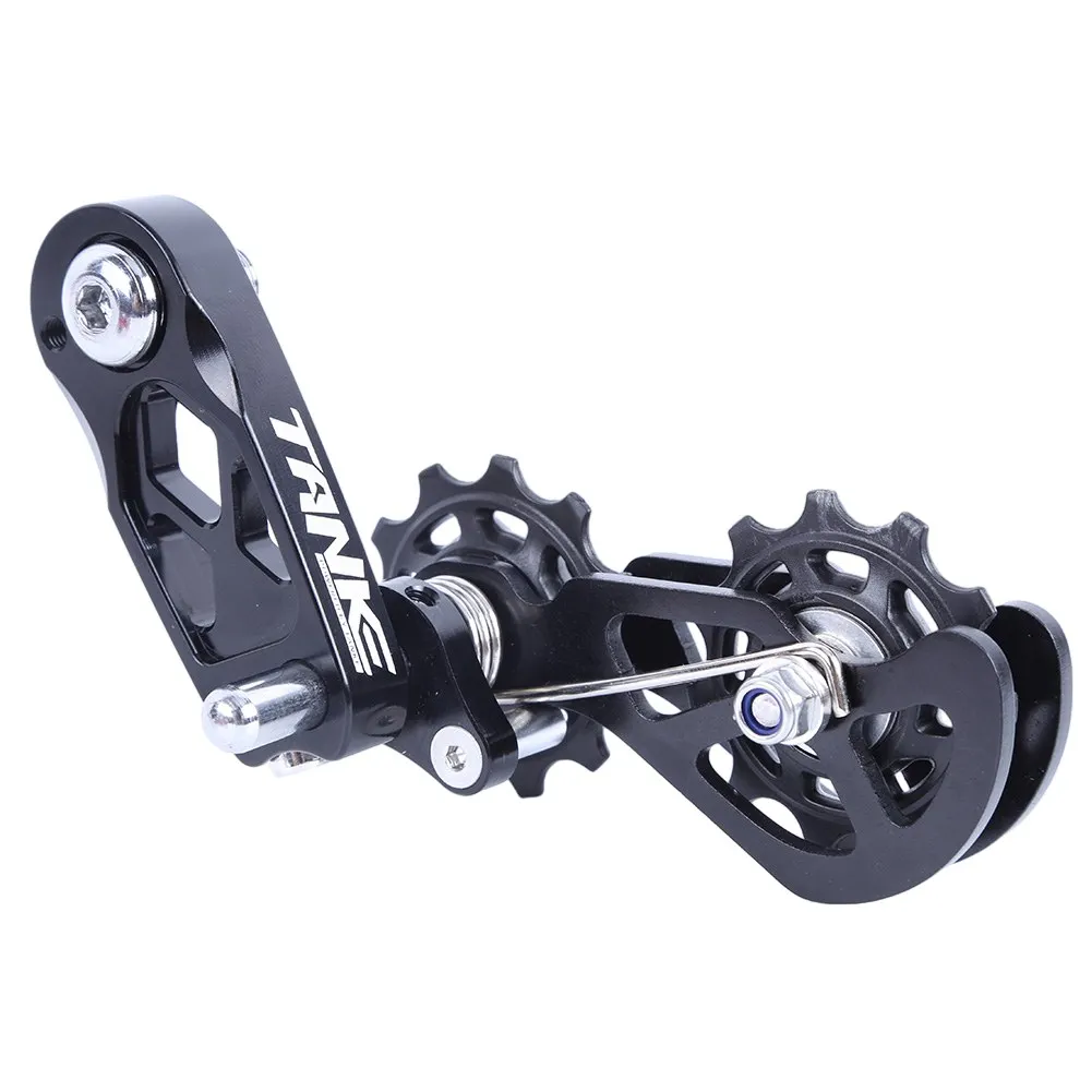 1pc Bike Chain Tensioner Converts 8-12 Speed Aluminum Alloy Bicycle Chain Guide Single Speed Chain Floating Pulley Adjust Wheel