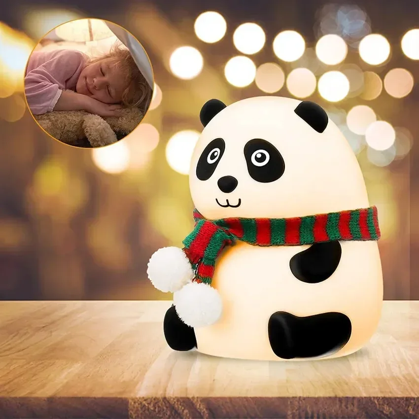 

Soft Night Light LED Touch Sensor Panda Lamp for Baby Kids Room Children Nursery 7 Colors USB Rechargeable Beside Bedroom Decor