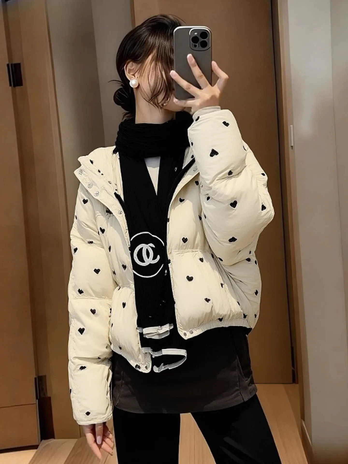 

Korean Sle ort Puffer Jaet Women's White Bread Coat Winter Thi Outerwear Warm Fluffy Du down High Waist Zipper