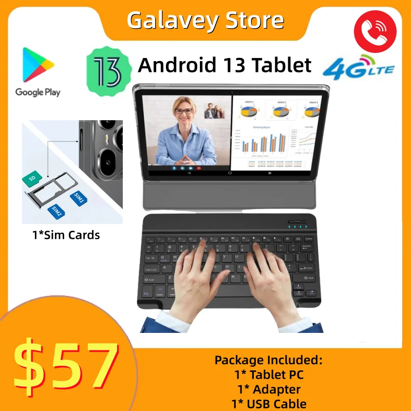 المبيعات الساخنة P70 Type-C 10.1 "4G مكالمة هاتفية أندرويد 13 تابلت 2GB + 32GB MT6757 8-core GSM 1280 x 800 IPS