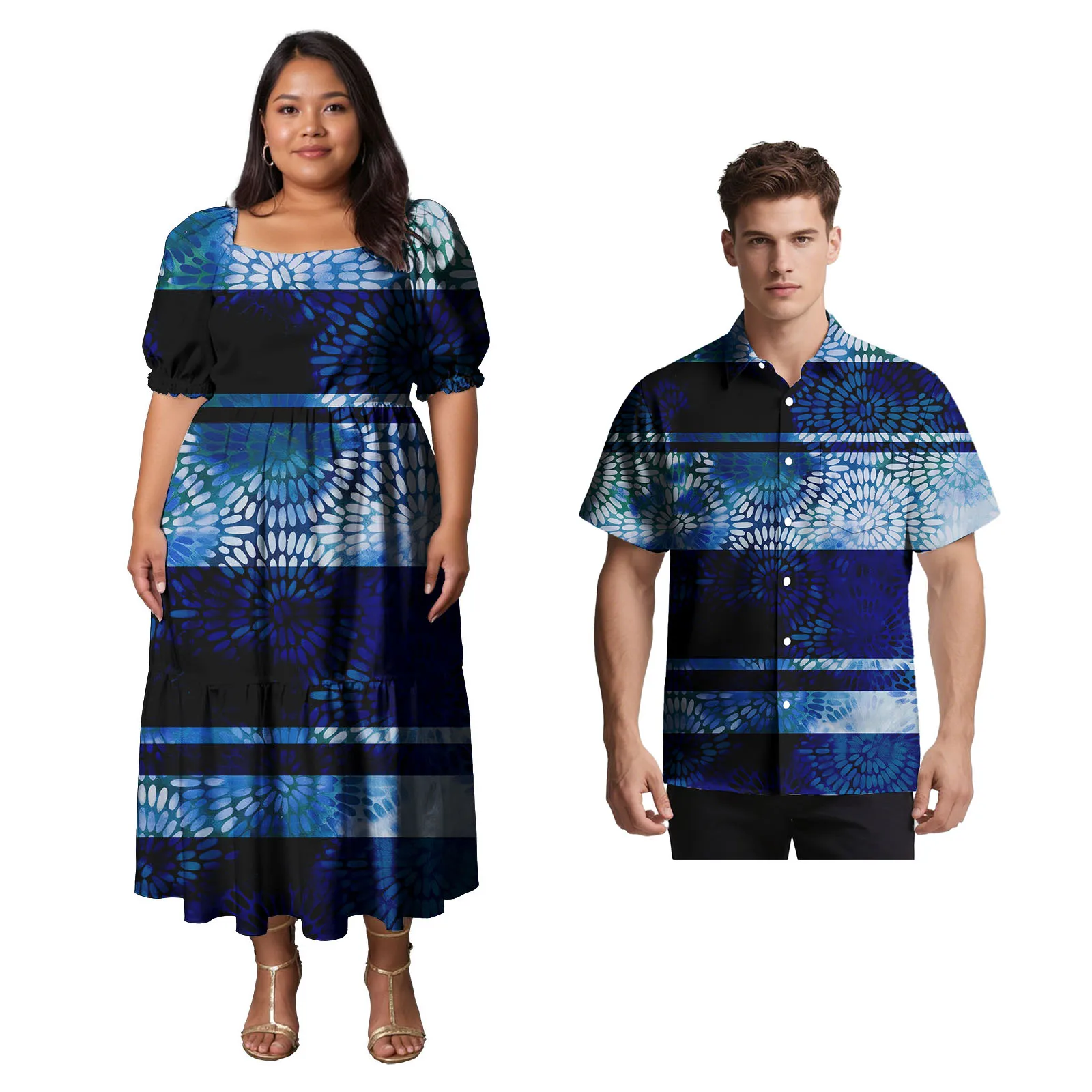 

Высокое качество, комплект из 2 предметов, женское элегантное платье с квадратным вырезом на заказ, полинезийское мужское платье Самоа с коротким рукавом, гавайский костюм для пары