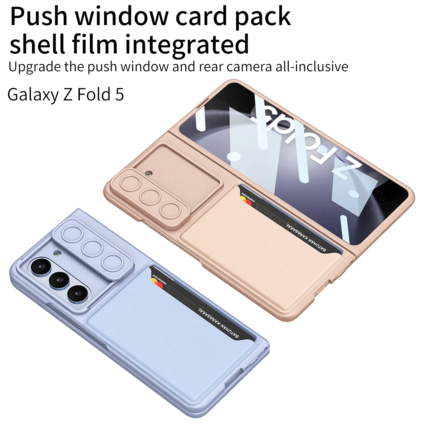 For Samsung Galaxy Z Fold 5 Case Ultrathin Skin Friendly Matte Card Holder Tempered Film Folding All Inclusive Shockproof Cover