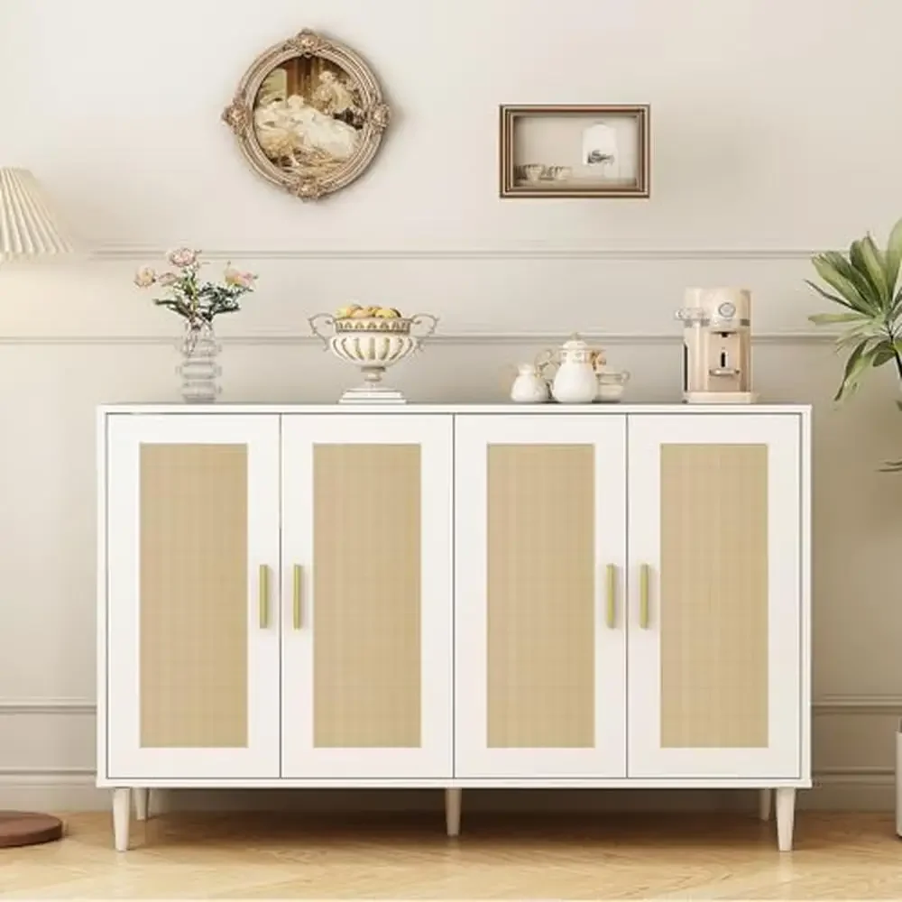 Sideboard Buffet Cabinet Rattan Accent Storage Dining Kitchen Hallway Cupboard Buffet Server Cabinet Classical Modern Design