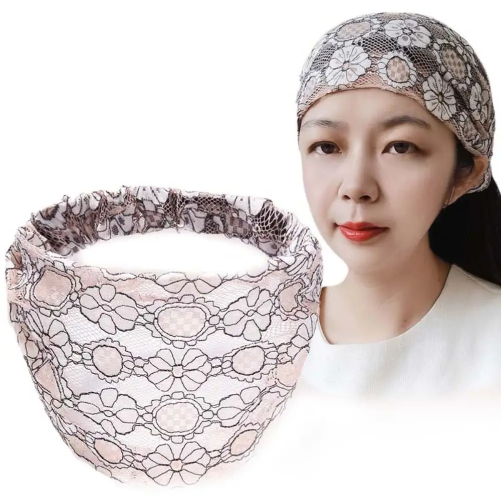 Personality Non Slip Mesh Flower Headband Hair Hoop Lightweight Lace Hairbands Headwear Headdress Wide Side Head Wrap Party