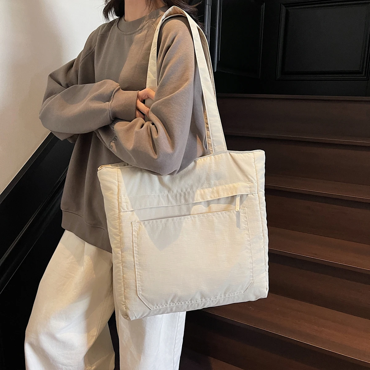 

Холщовая сумка большой вместимости для работы и прогулок, красивая рабочая одежда, универсальная студенческая сумка, сумка через плечо, сумка-тоут, покупки, игры и занятия