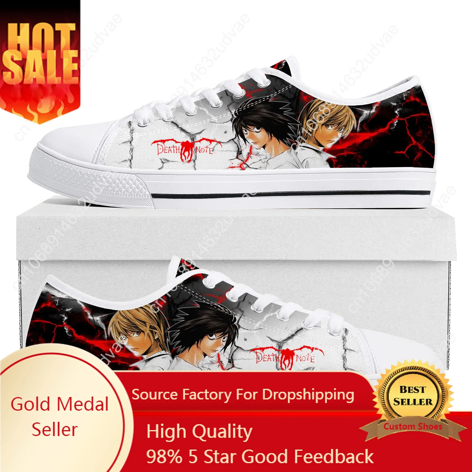 Cartoon Death Note Yagami Lawliet L Low Top Sneakers Mens Womens Teenager Canvas Sneaker High Quality Couple Shoes Custom Shoe