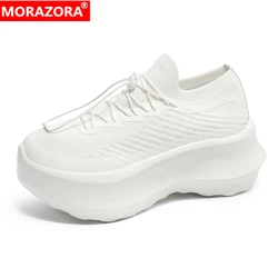 MORAZORA 2023 New Mesh Women Sneakers Lace Up Platform Shoes Solid Color Thick Bottom Spring Summer  Ladies  Casual Shoes