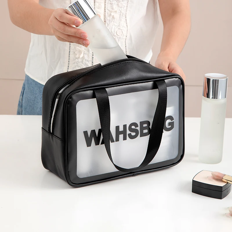 Borsa per il trucco di grande capacità borsa da toilette da viaggio impermeabile in PVC trasparente borsa da toilette per cosmetici borsa da viaggio