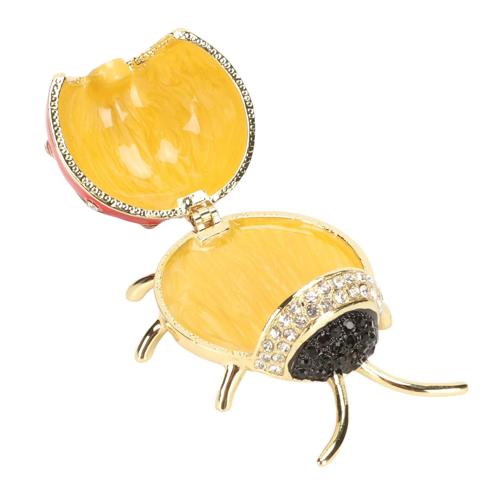 Ladybug Trinket Box Red Colored Enamel Crystal Hand Painted Rings Earrings Jewelry Storage Box Ornament