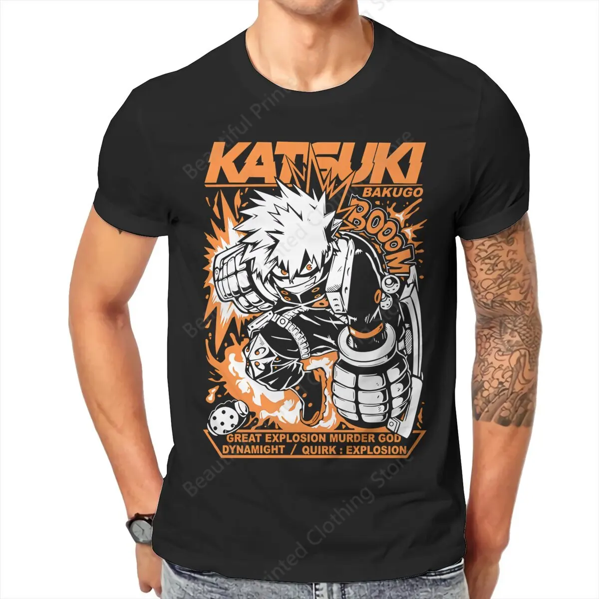 New Anime Bakugou Katsuki Men Women Trend Fun T-shirt Printed Short Sleeved T-shirts Fashion Loose Tops Street Short Sleeve