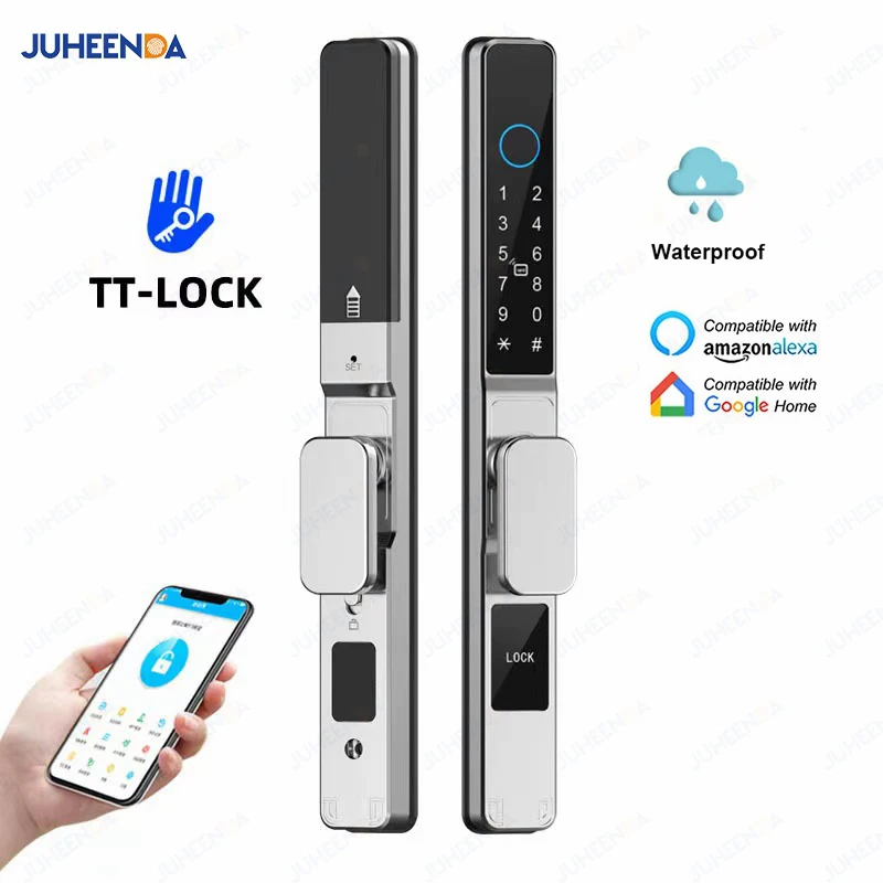 TTLock APP Waterproof Fingerprint Password Smart Lock For Outdoor Pull Push Sliding Aluminum Door 2885/ 3585/ 4585 /6085 Mortise