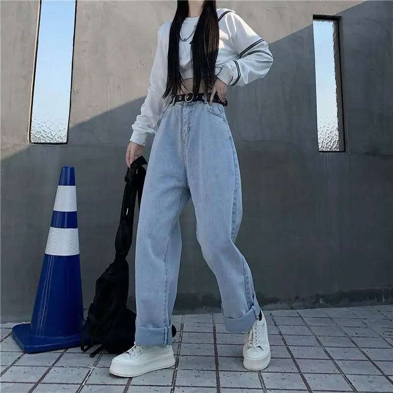 Women\'s Wide Leg Pants Jeans Retro Street Pants Oversized Harajuku Yk2 Streetwear Denim Straight Pants Casual Ladies Loose Jeans