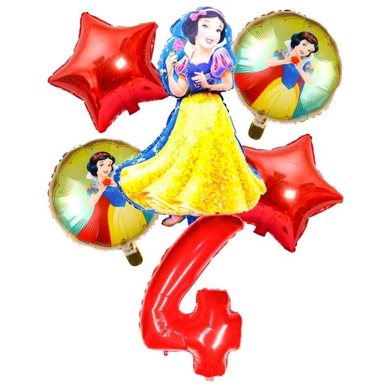 6 pz/set Disney Snow White Theme 32 pollici Red Number Balloons Girls Happy Birthday Party Decorations Baby Shower Toy Balloons