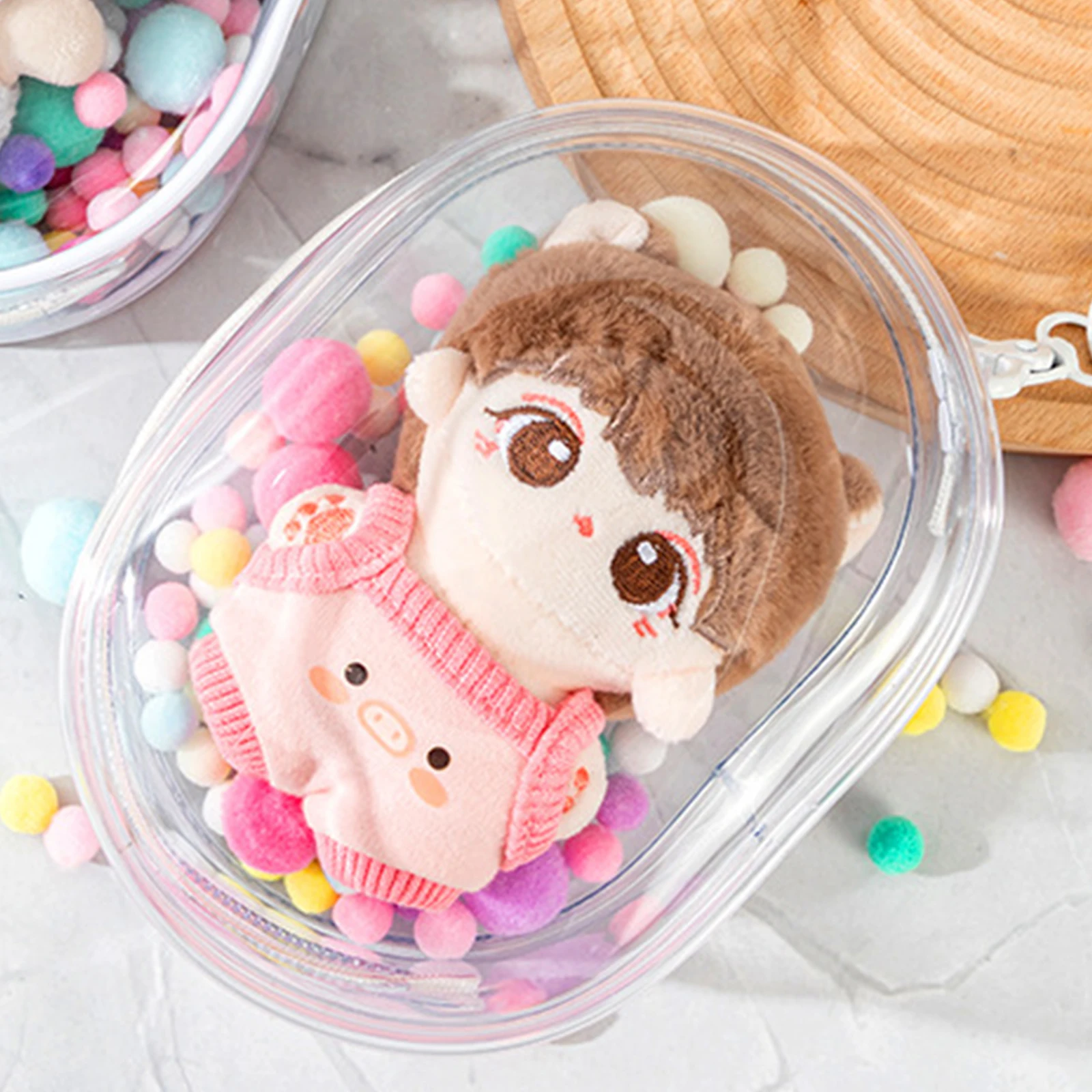 Portable Doll Storage Bag Transparent Doll Figure Display Bag Clear Pouches Gift for Children's Day Thanksgiving