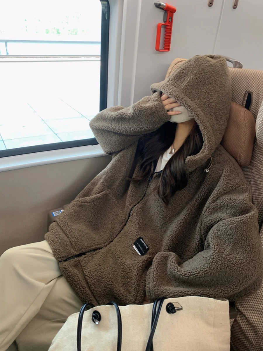 

Parkas Womens Informales Fall Woolen Corduroy Embroidered Patterned Flap Pockets Diagonal Buttonless Layered Literary Lining Ins