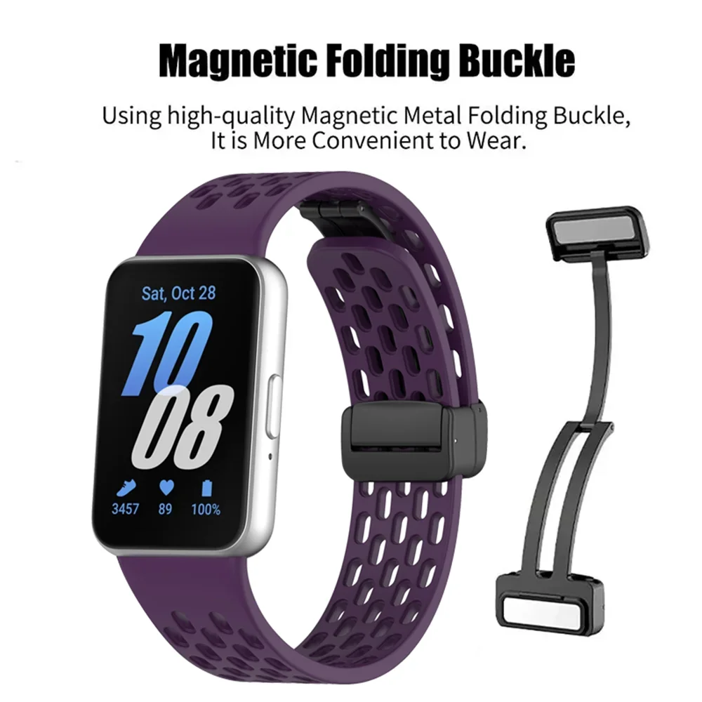Magnetisches Sport-Silikonband mit D-Schnalle für Samsung Galaxy Fit 3 Fit3 SM-R390, Ersatzarmband, Armband, Zubehör – Detail 2