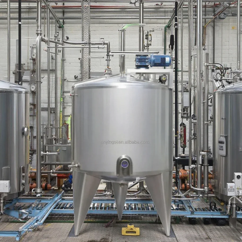 SS316L Sanitary Stainless Steel Emulsifier Homogenized Tank Agitator Storage Tank with Milk Juice Processing Featuring Core Pump