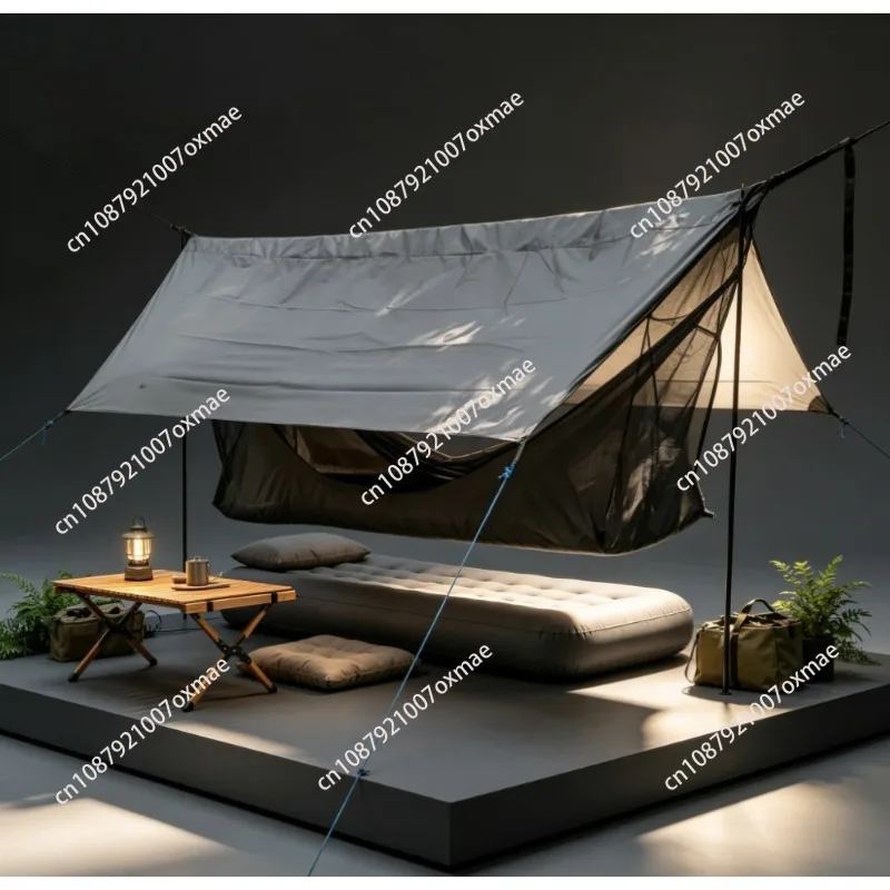New Design Waterproof Garden Swing Hammock with Air Mattress, Mosquito Net & Awning, Indoor Outdoor Fitness Swing for Camping