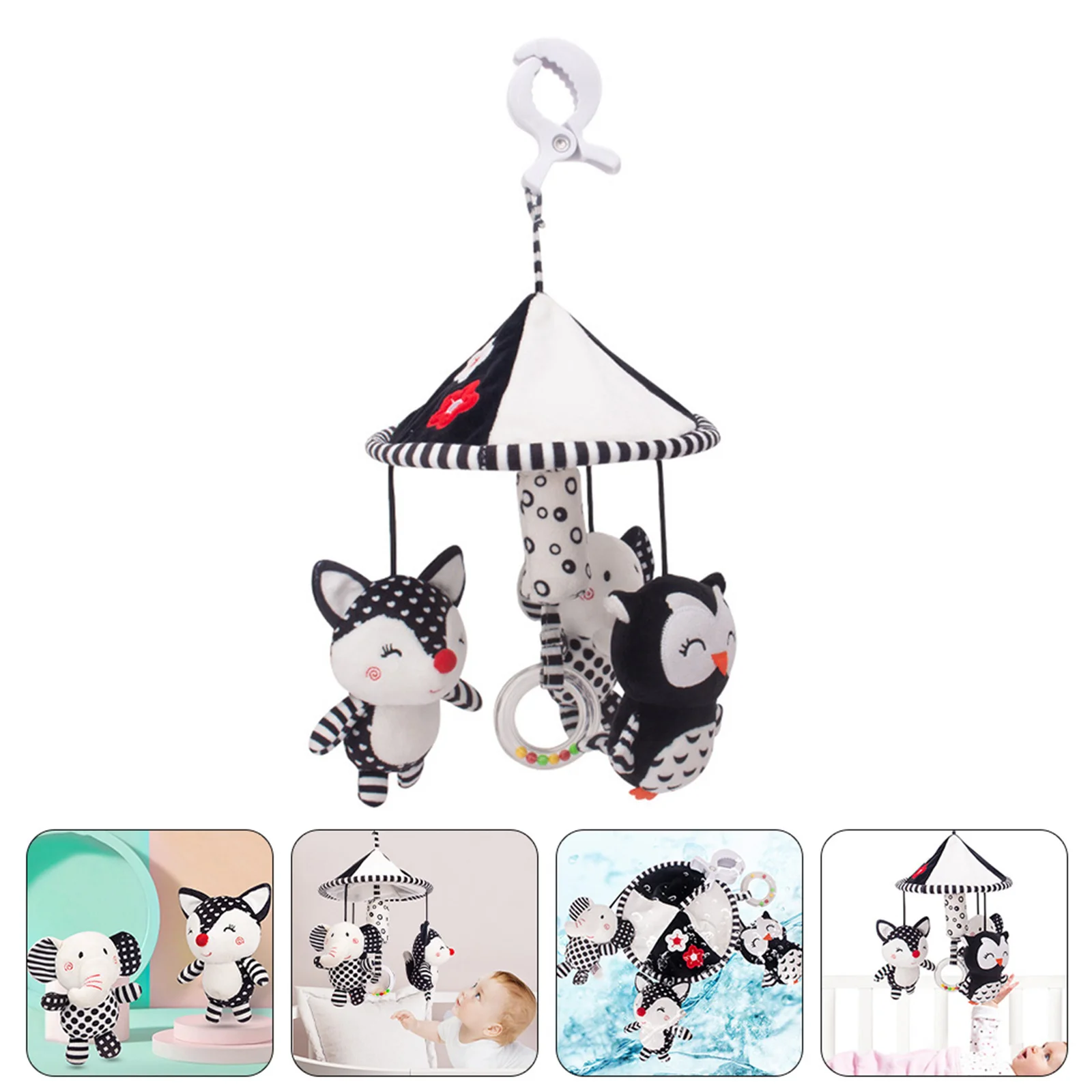 Cama de bebê pendurado elefante chocalho berço pingente infantil calmante conforto interativo desenvolvimento habilidades motoras pendurado chocalho