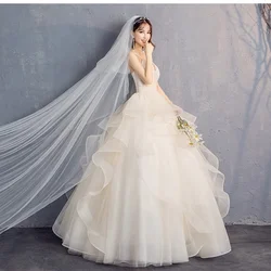 MDYS- A58#Strap 2025 New Summer Bride Ball Gown Floor-Length Champagne Wedding Dress Long Cheap Wholesale From Factory Outlet