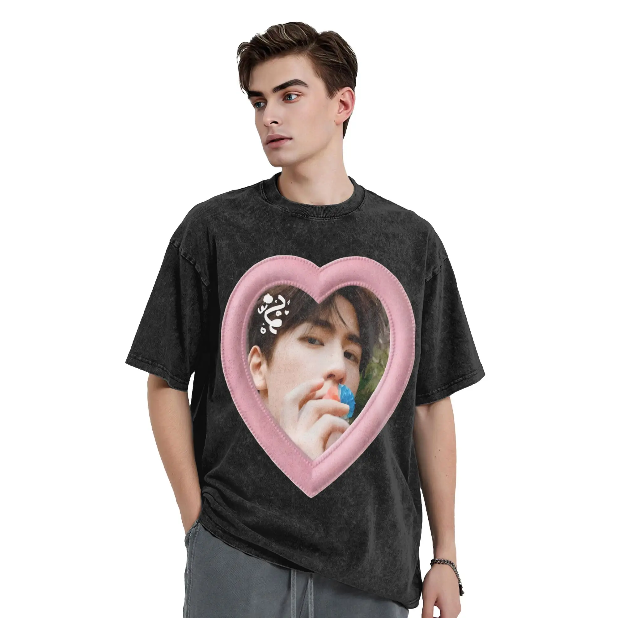 Zhang LingHe Pink Washed T Shirts Streetwear Hip Hop Cool T-Shirts C-Drama Actor Tee Shirt Men Women Cotton Street Summer