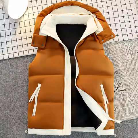 Chaleco para hombre Otoño Adding fleece nueva empalme hombres de mediana edad enjuague chaleco casual de negocios chaleco casual