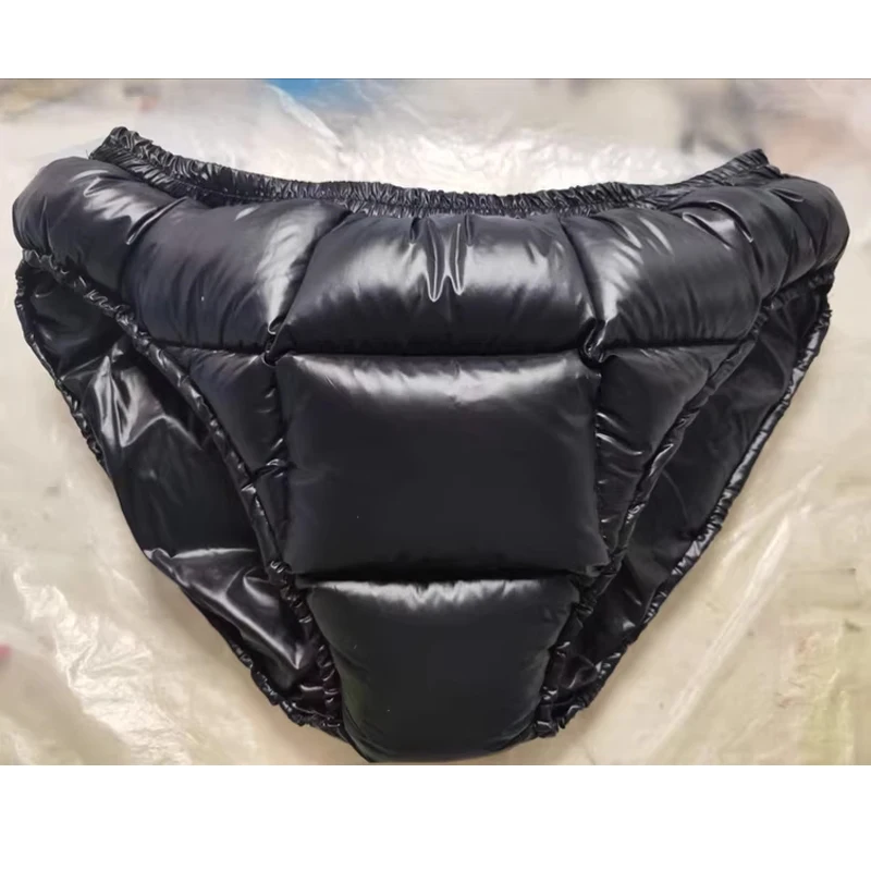 Black White Glossy ABDL Adult Warm Nappy Briefs Waterproof Soft Smooth Touch Panties Filled With Cotton Fluffy Washable Panty