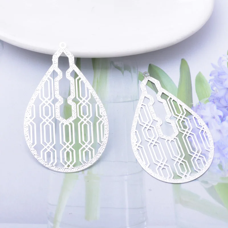 30 Stück AB3767 52*32mm Messing lackierte Tropfenform Laser-geschnittene Anhänger DIY Schmuck Ohrring Zubehör – Detail 7