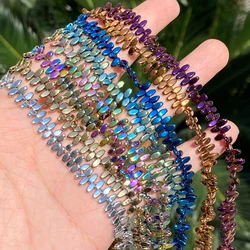4x2mm Natural Stone Colorful Double Hole Rice Shape Hematite Loose Beads For Jewelry Making DIY Bracelet Accessories 15