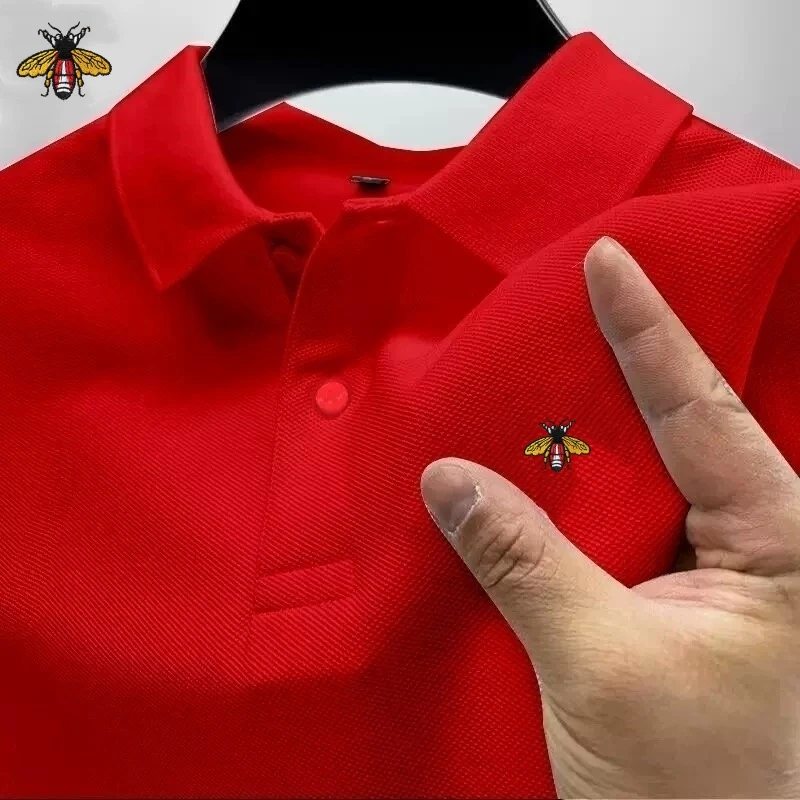2025 Solid color polo shirt ultra-light men's quick-drying breathable sweat-wicking shirt suitable for fitness gym and running
