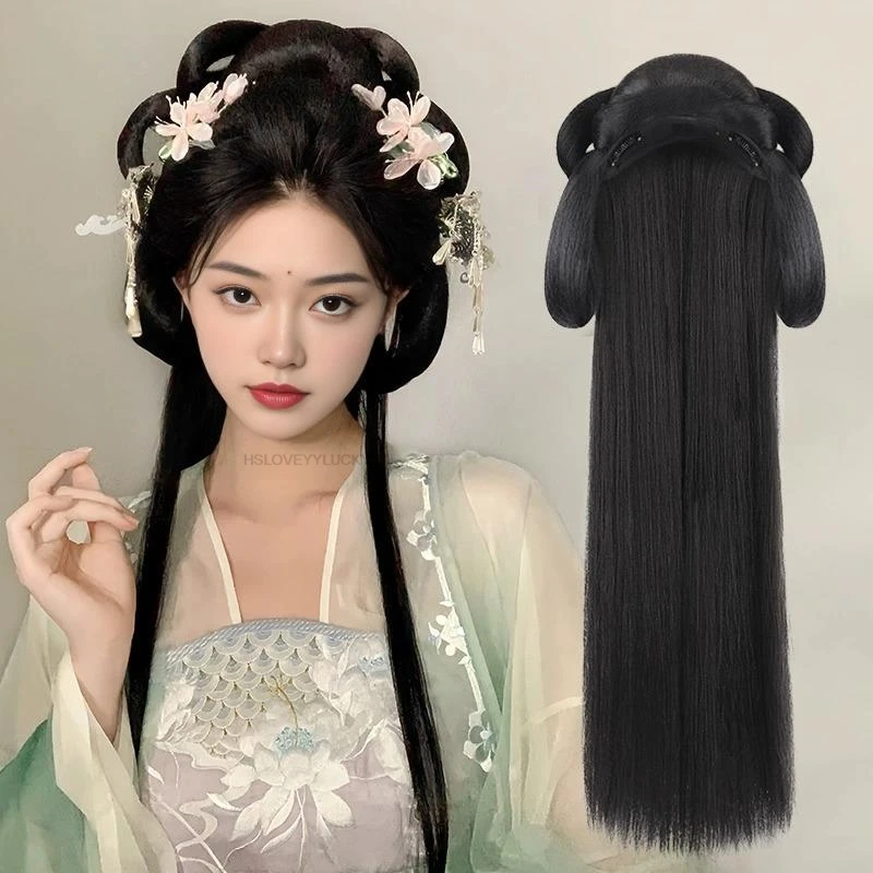 

Women Synthetic Hanfu Headband Hair Extension Chinese Style Cosplay Antique Hairpiece Hair Accessories Headdress